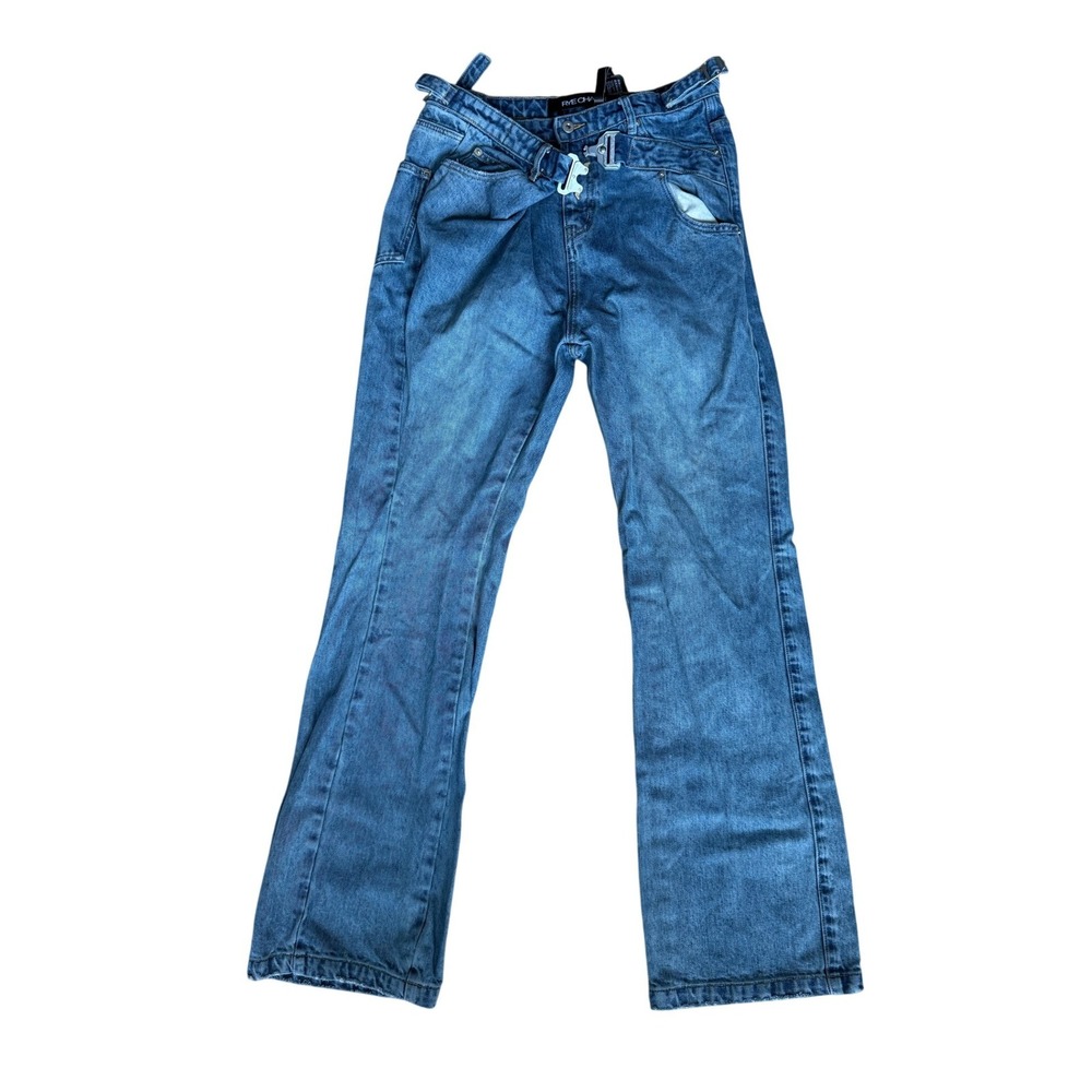 Rye Chasin Blue Flared Buckle Jean Streetwear Mens Medium 32x32